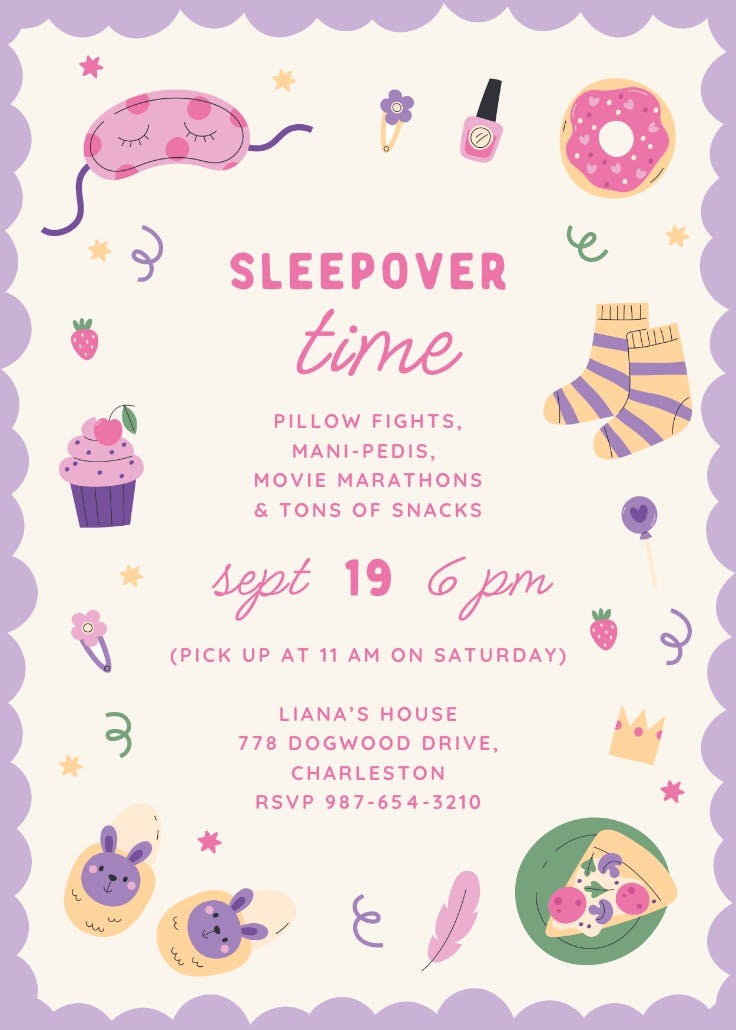 Slumber gear - sleepover party invitation